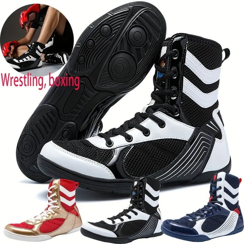 Men's Professional Boxing Shoes | Comfy Non Slip Lace Up Durable Training Boots