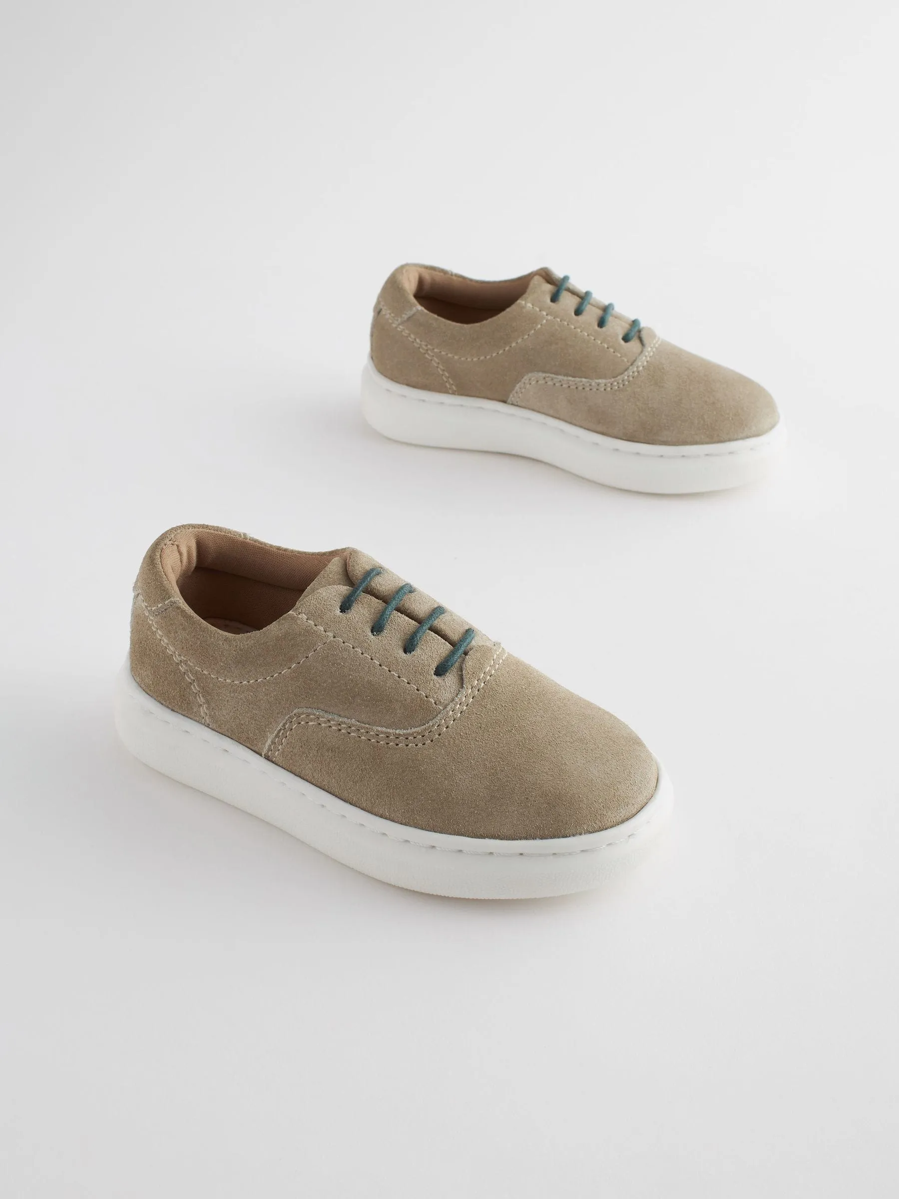 Neutral Stone Smart Leather Lace-Up Shoes