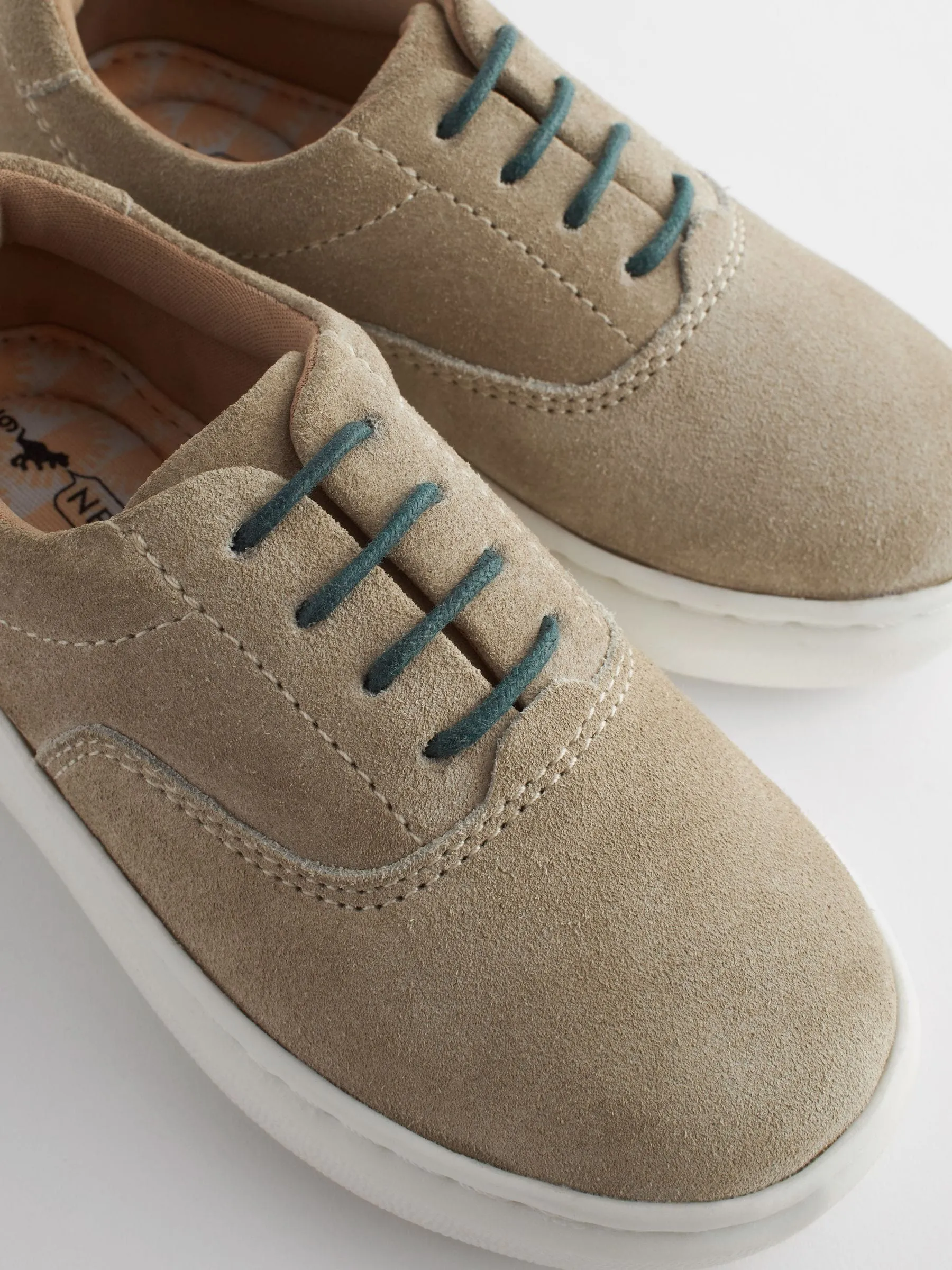 Neutral Stone Smart Leather Lace-Up Shoes