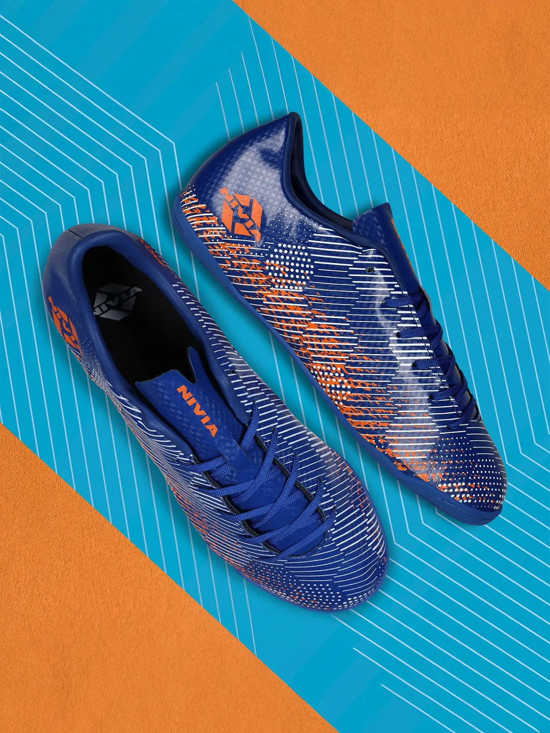 NIVIA Encounter 9.0 Futsal Shoes for Men (Royal Blue-Orange)