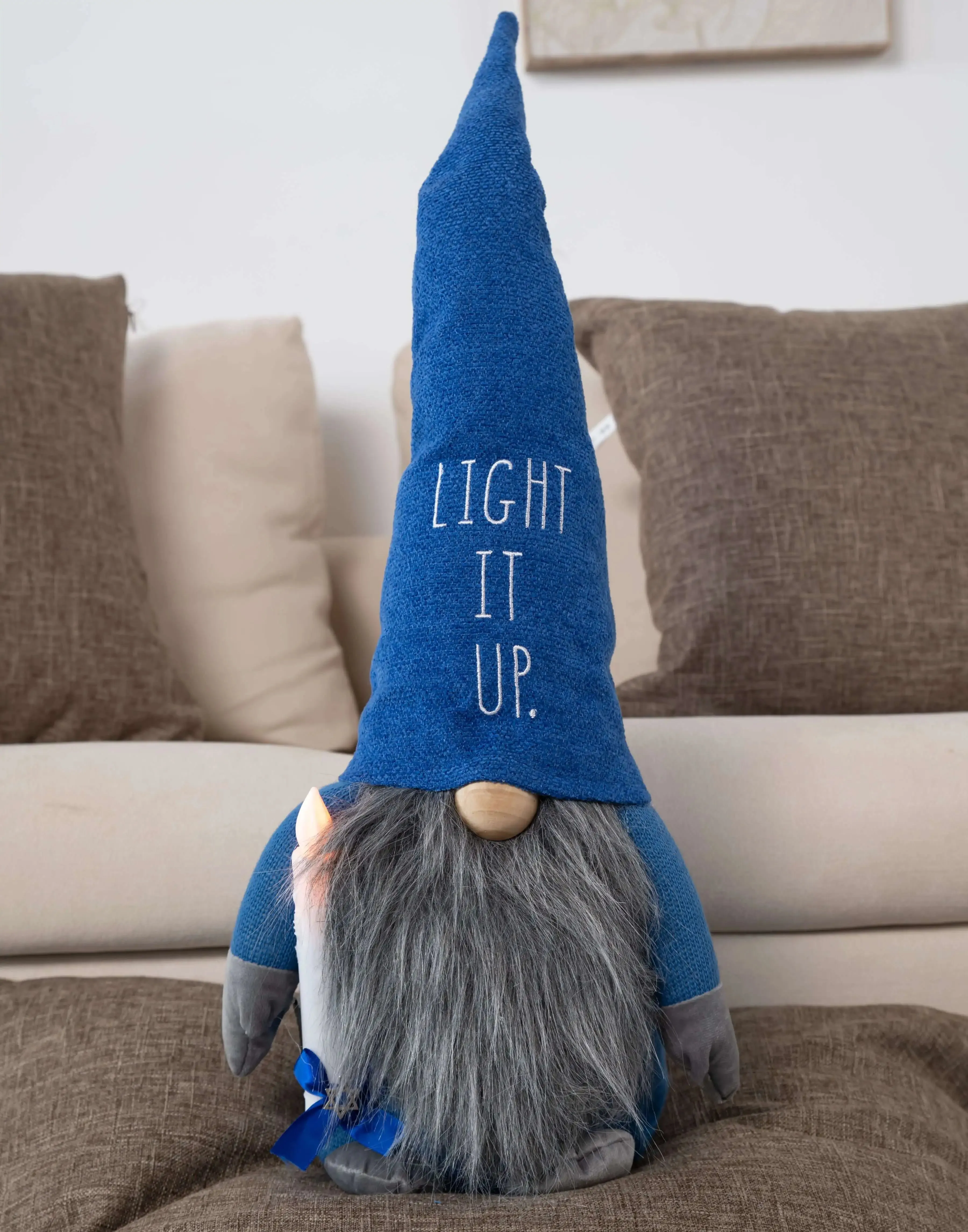 Rae Dunn “Light it Up” Hanukkah-Theme Blue Gnome with Candle