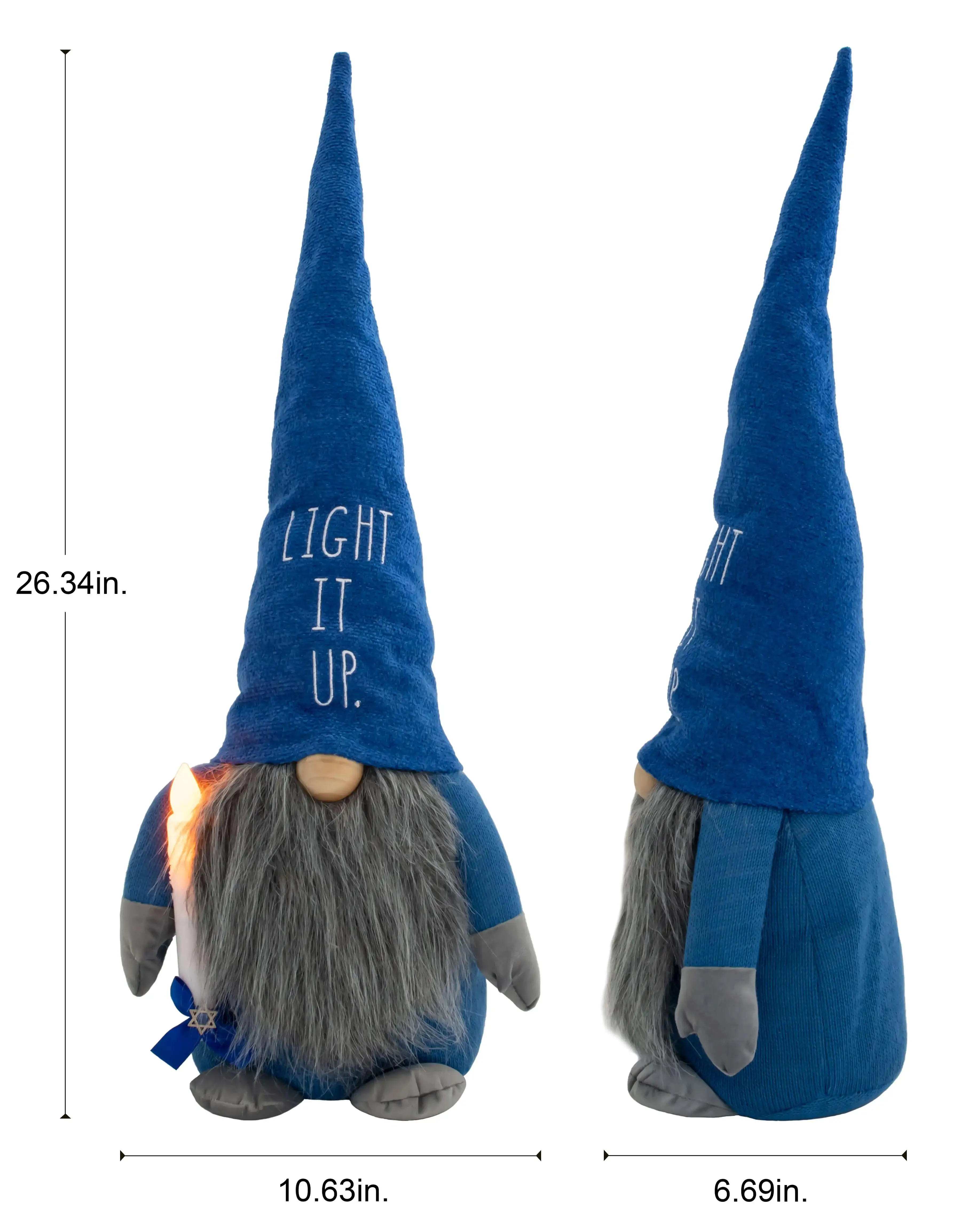 Rae Dunn “Light it Up” Hanukkah-Theme Blue Gnome with Candle