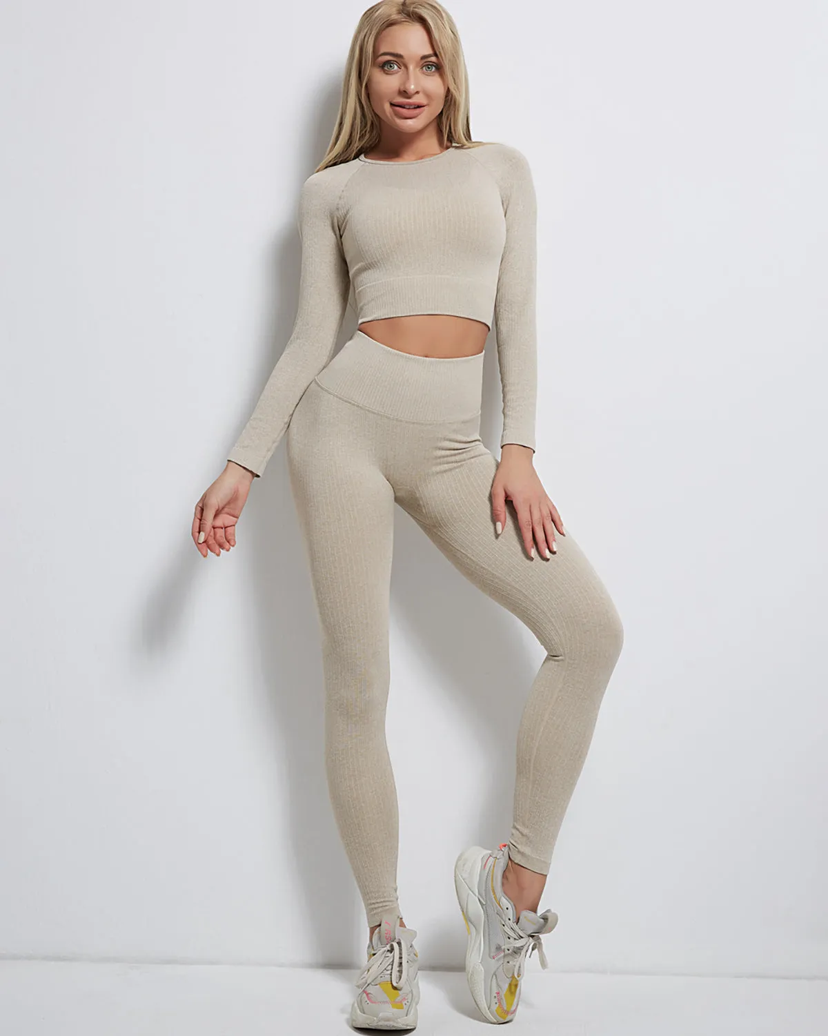 Rozy Ribbed Seamless Leggings - Khaki