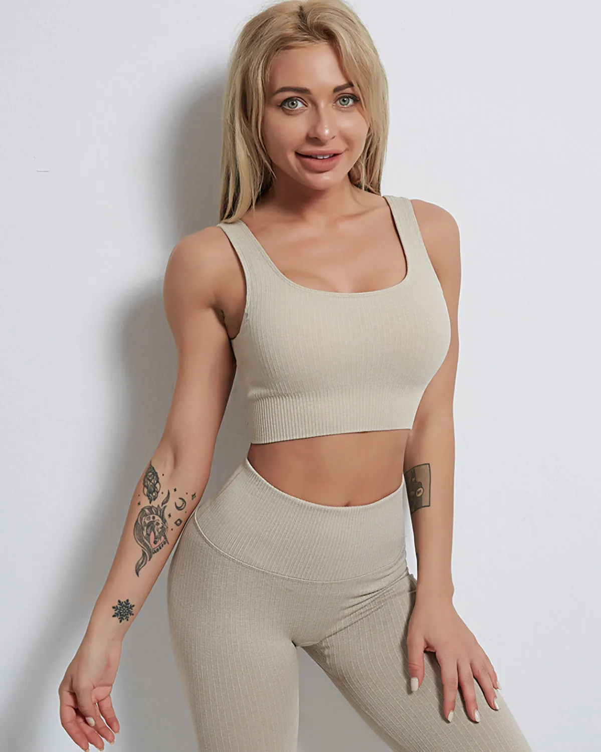 Rozy Ribbed Sports Bra - Khaki