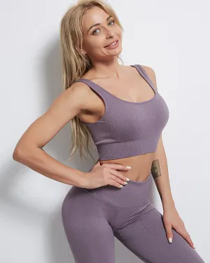 Rozy Ribbed Sports Bra - Purple