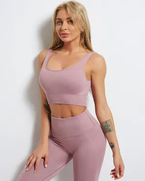 Rozy Ribbed Sports Bra - Rose