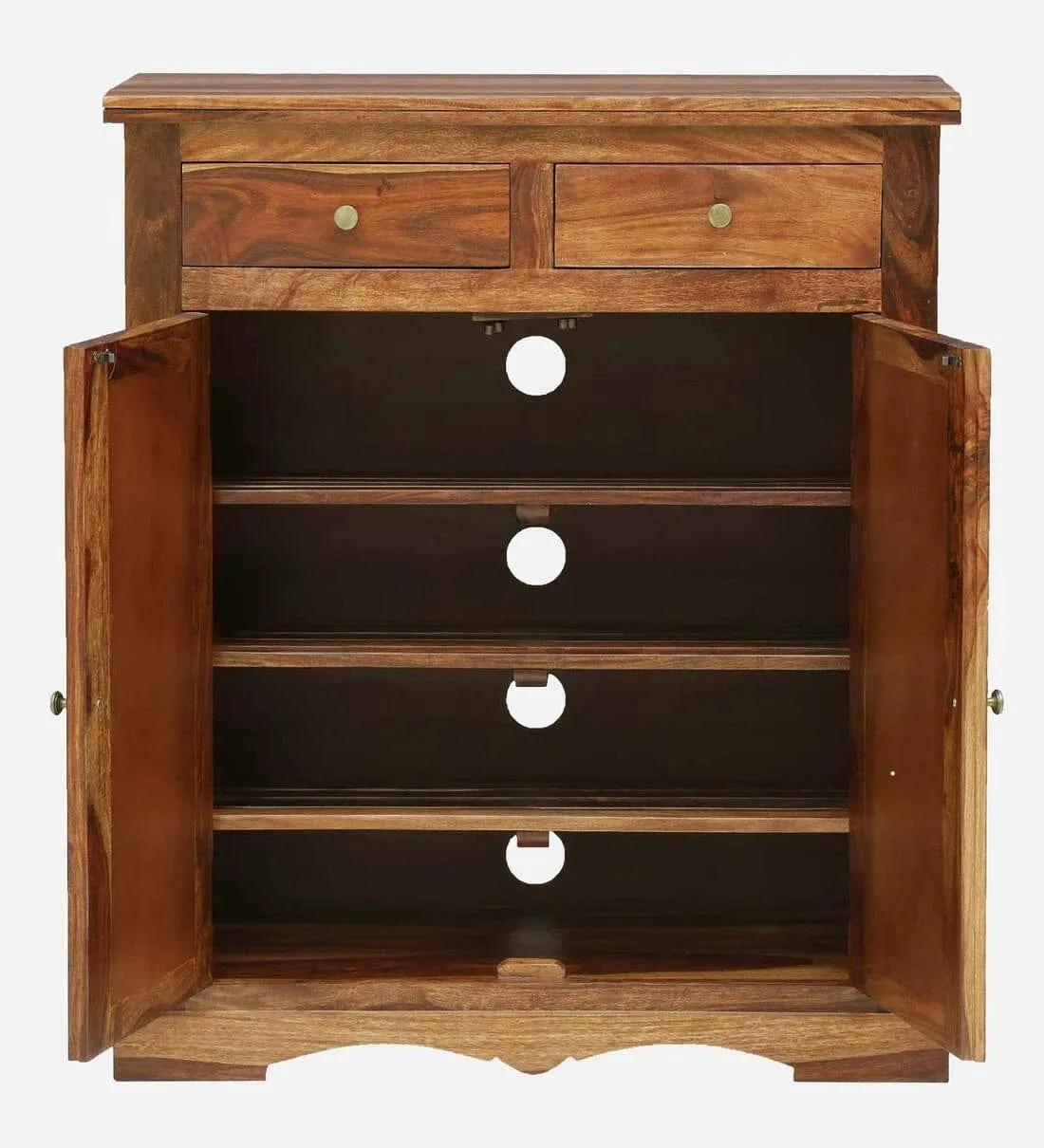 Siramika Sheesham Wood Shoe Cabinet In Rustic Teak Finish,