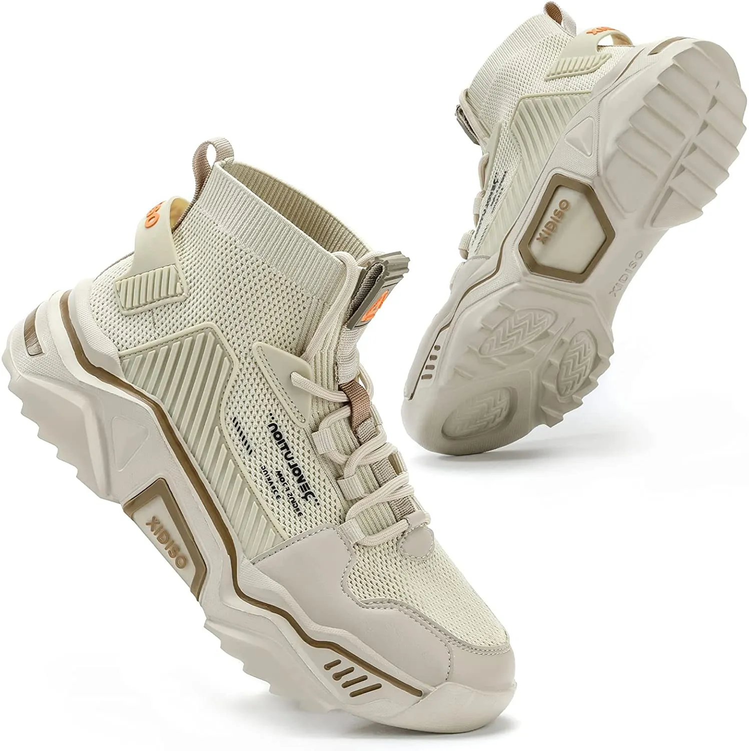 Size 9.5 Beige Lightweight High Top Fashion Sneakers/Walking Shoes/Sports Shoes