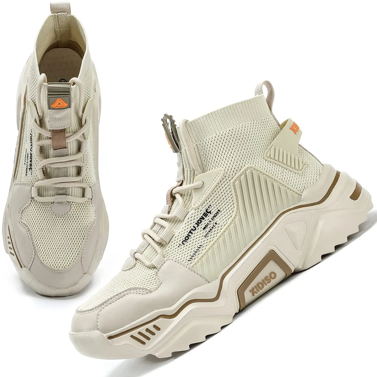 Size 9.5 Beige Lightweight High Top Fashion Sneakers/Walking Shoes/Sports Shoes