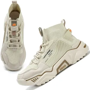 Size 9.5 Beige Lightweight High Top Fashion Sneakers/Walking Shoes/Sports Shoes