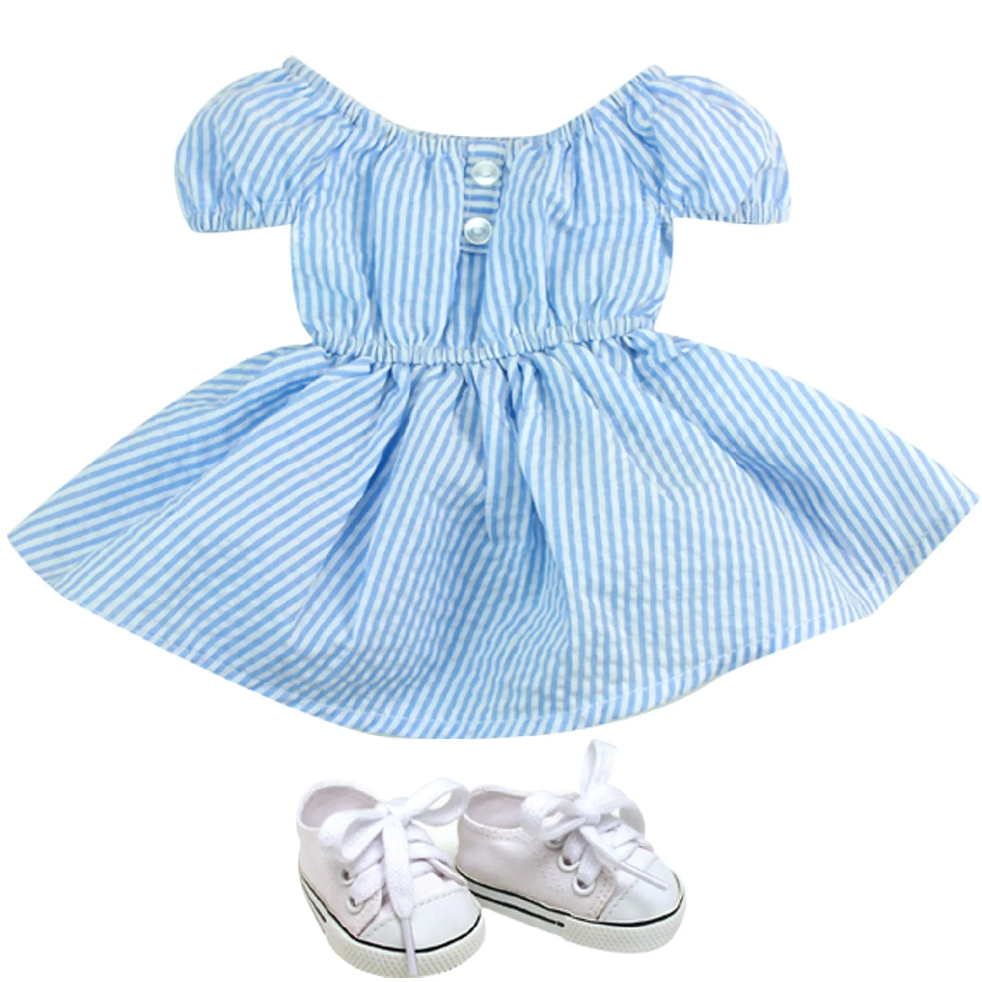 Sophia's by Teamson Kids 18 Inch Baby Doll "Sophia" with Blue Dress & Doll Shoes, Modern Girl Collection, 18'' All Vinyl Doll with Blonde Hair