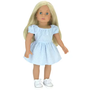 Sophia's by Teamson Kids 18 Inch Baby Doll "Sophia" with Blue Dress & Doll Shoes, Modern Girl Collection, 18'' All Vinyl Doll with Blonde Hair