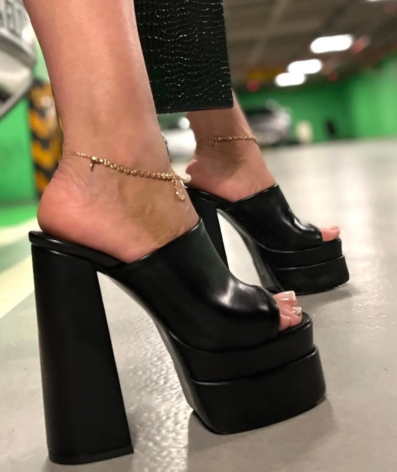 The Neptune Black Leather High Heel Sandal Final Sale!