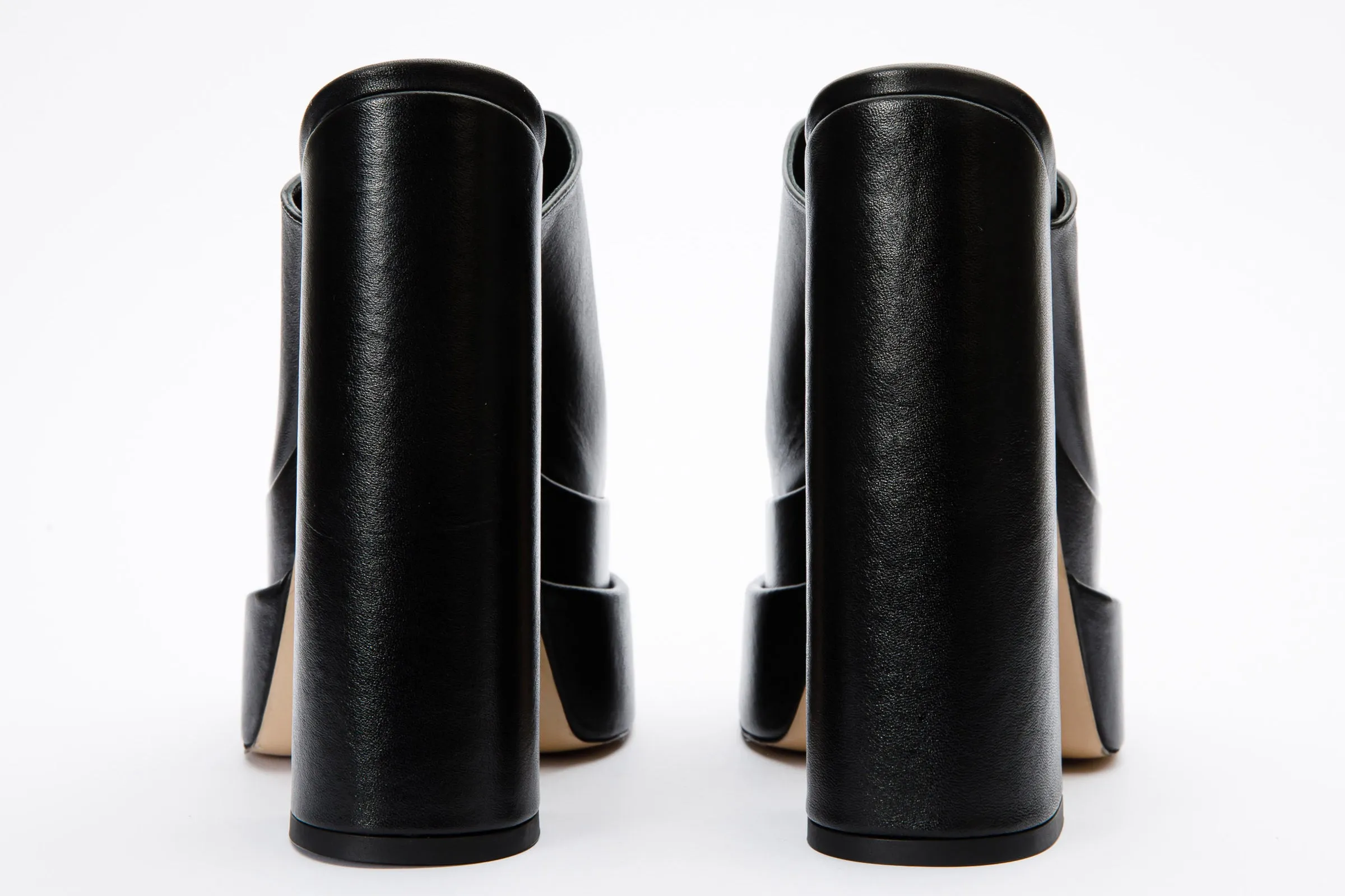 The Neptune Black Leather High Heel Sandal Final Sale!