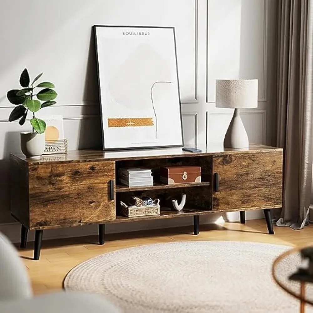 TV Entertainment Stand , with Adjustable Shelf, SUPERJARE
