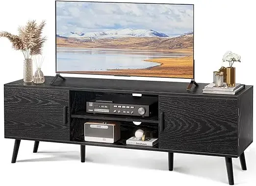 TV Entertainment Stand , with Adjustable Shelf, SUPERJARE