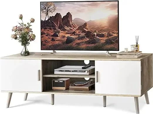 TV Entertainment Stand , with Adjustable Shelf, SUPERJARE