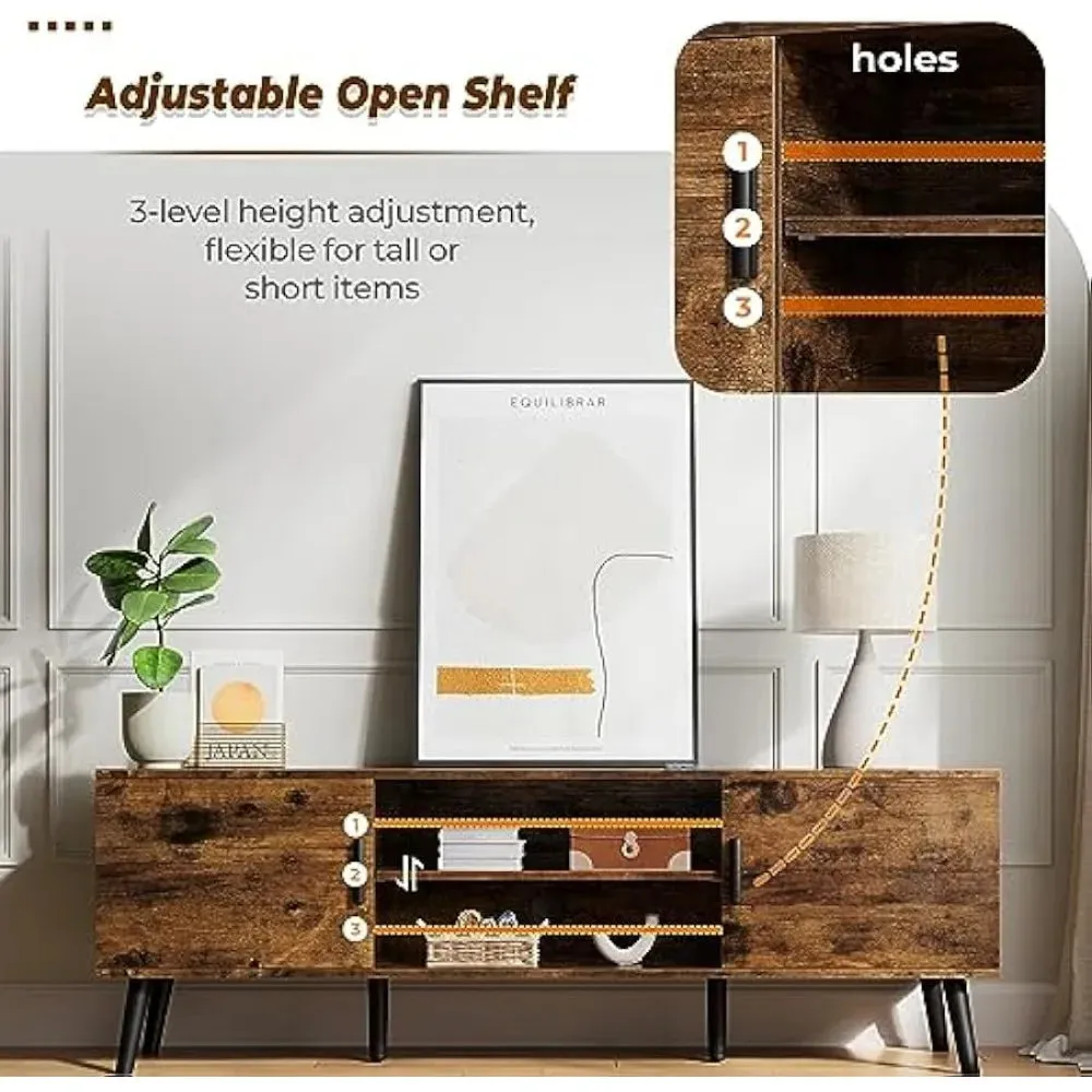 TV Entertainment Stand , with Adjustable Shelf, SUPERJARE