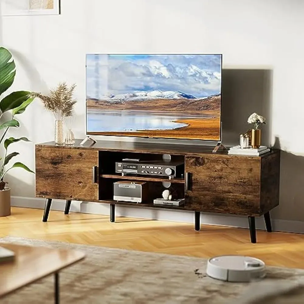 TV Entertainment Stand , with Adjustable Shelf, SUPERJARE