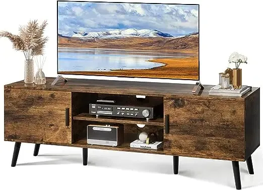 TV Entertainment Stand , with Adjustable Shelf, SUPERJARE