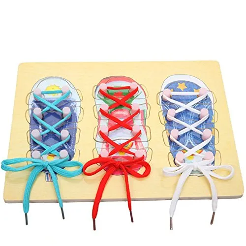Wooden shoe puzzle for kids, wooden shoes - motor skills toys