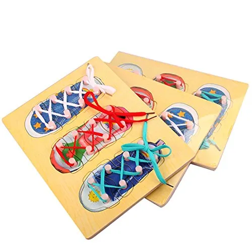 Wooden shoe puzzle for kids, wooden shoes - motor skills toys