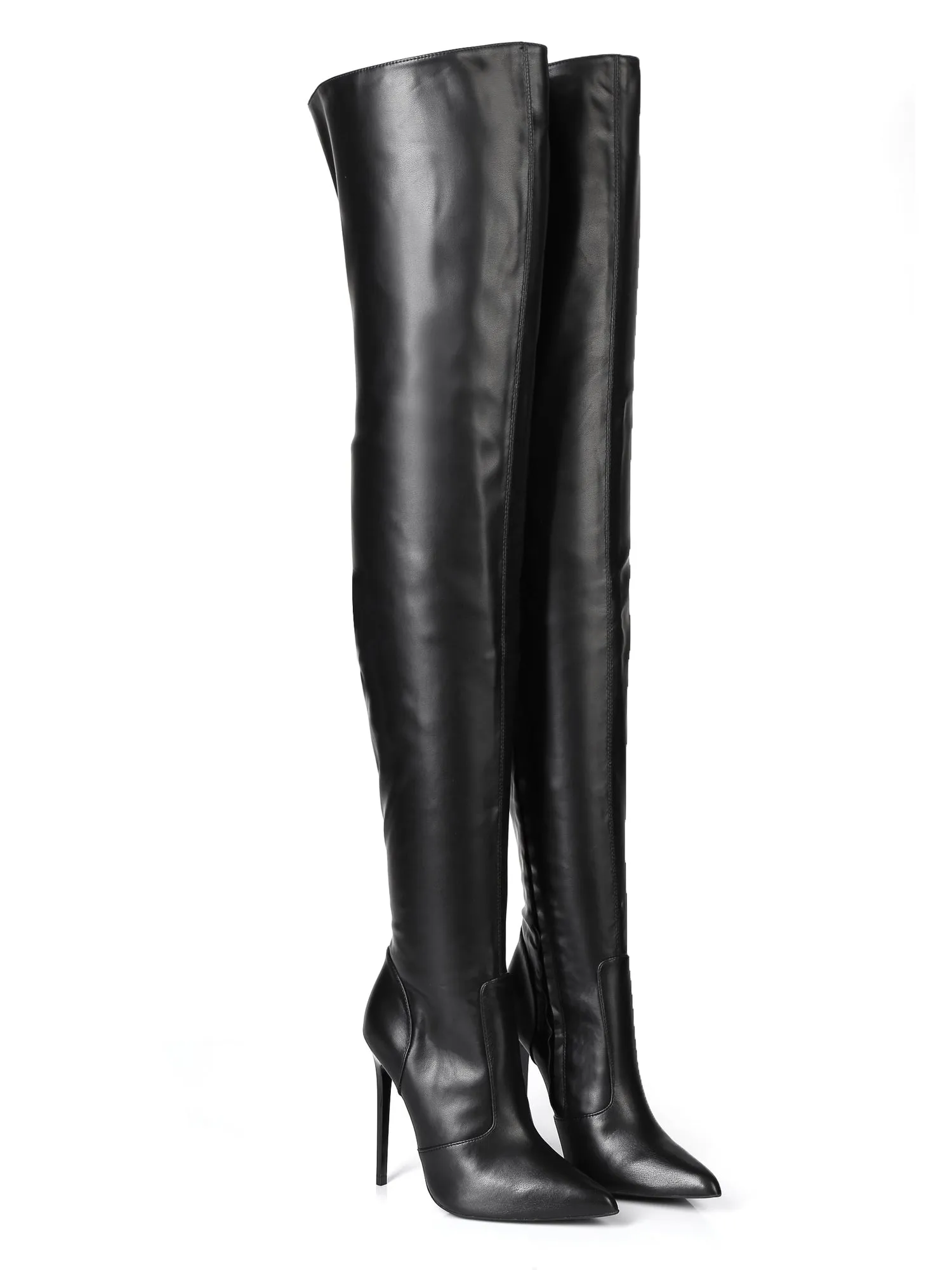 Zazu Matt Black Thigh Boots
