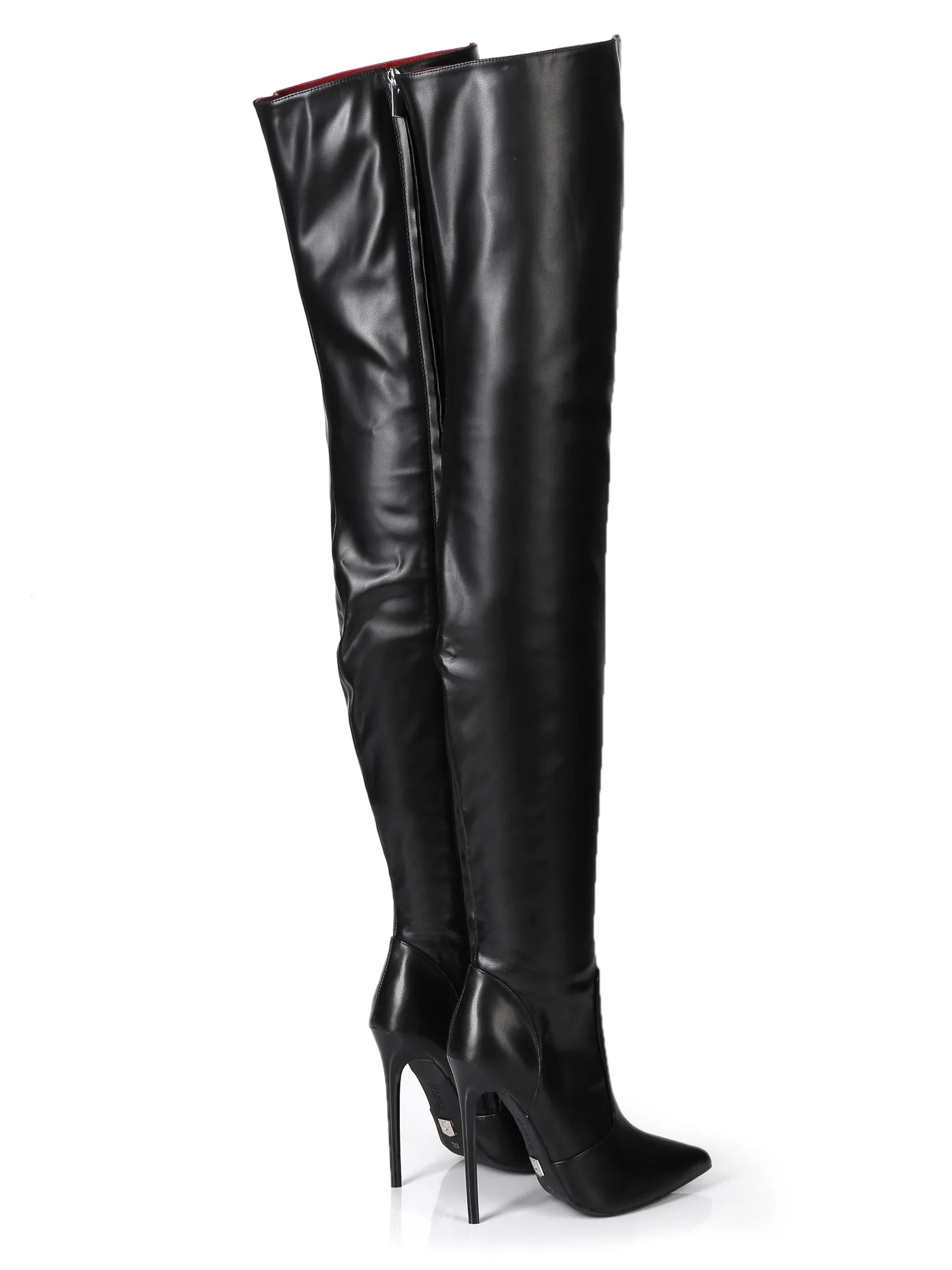 Zazu Matt Black Thigh Boots