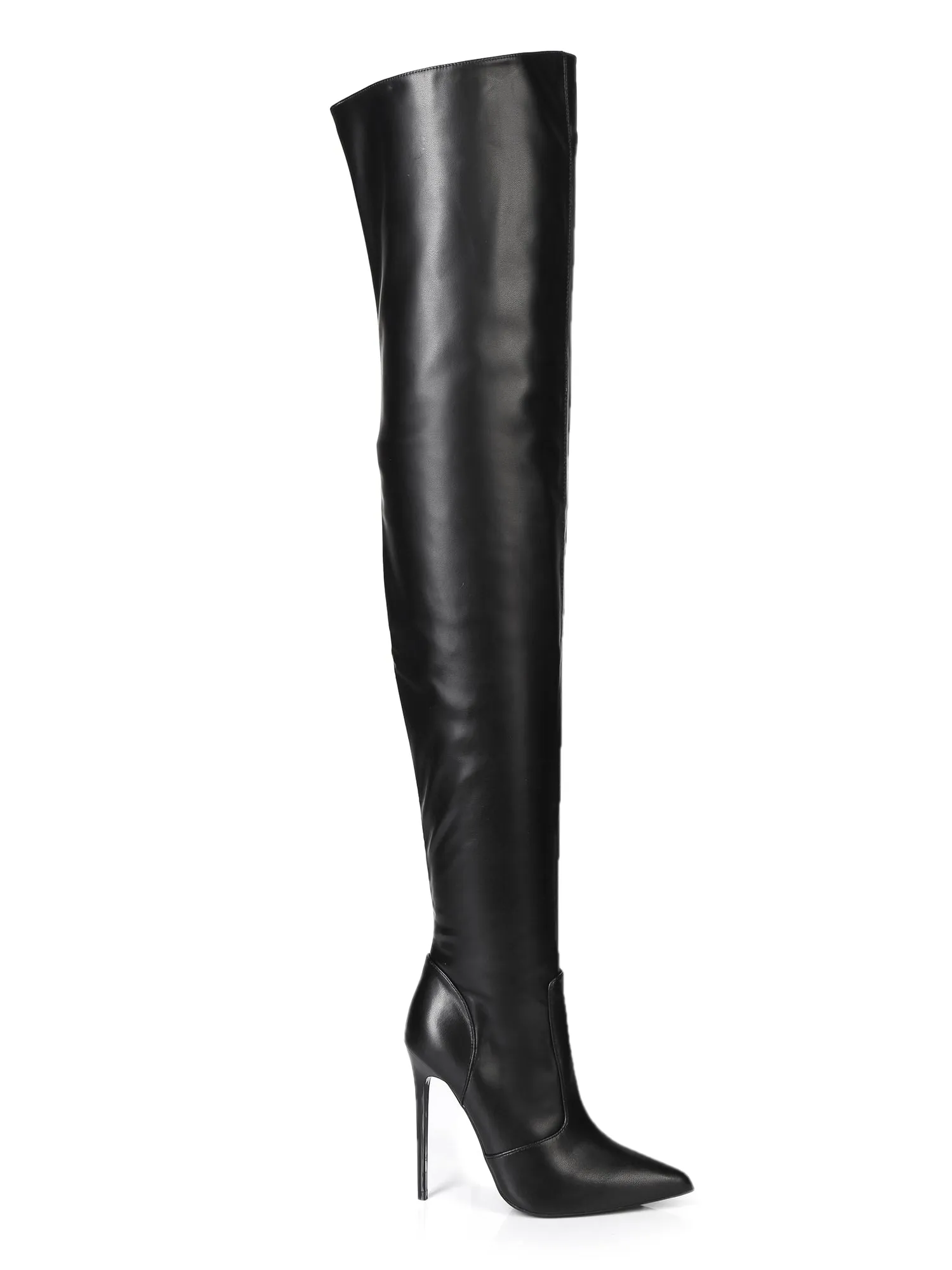 Zazu Matt Black Thigh Boots